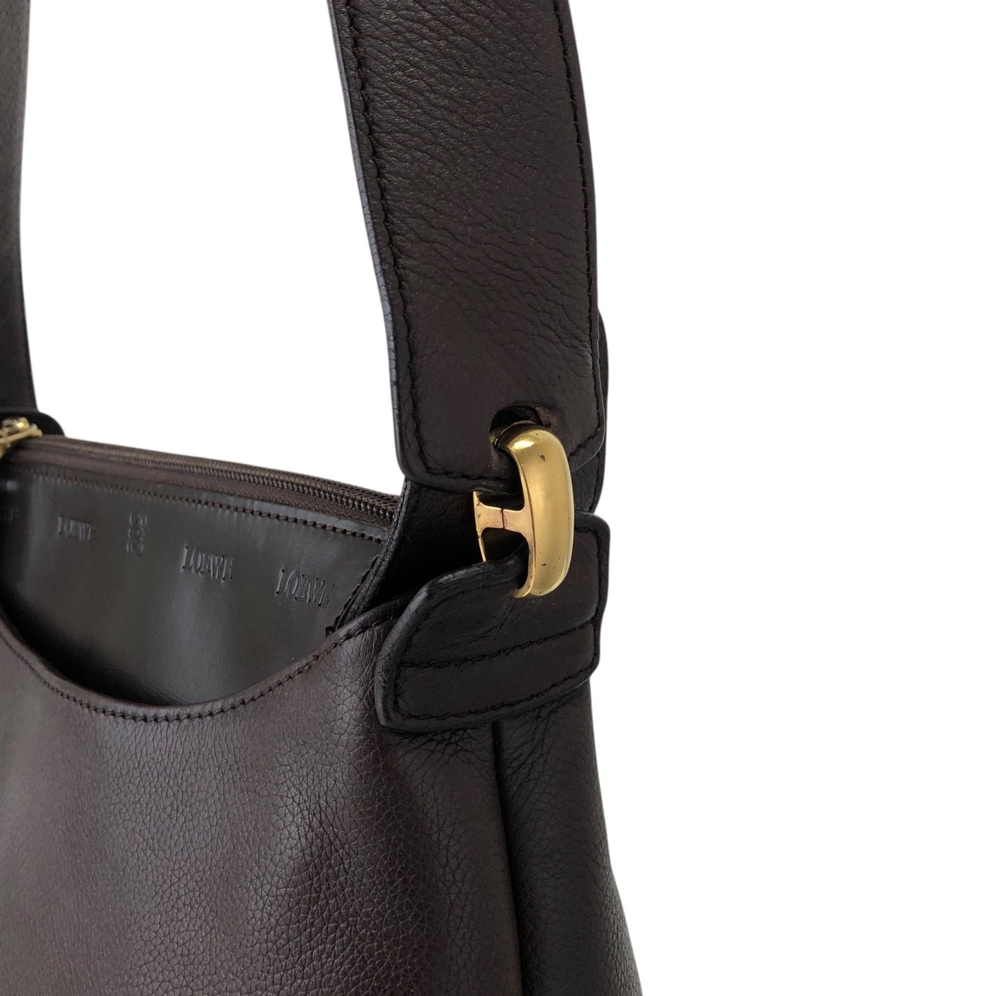 LOEWE Logo Embossed Shoulder bag Brown Vintage fudn6n