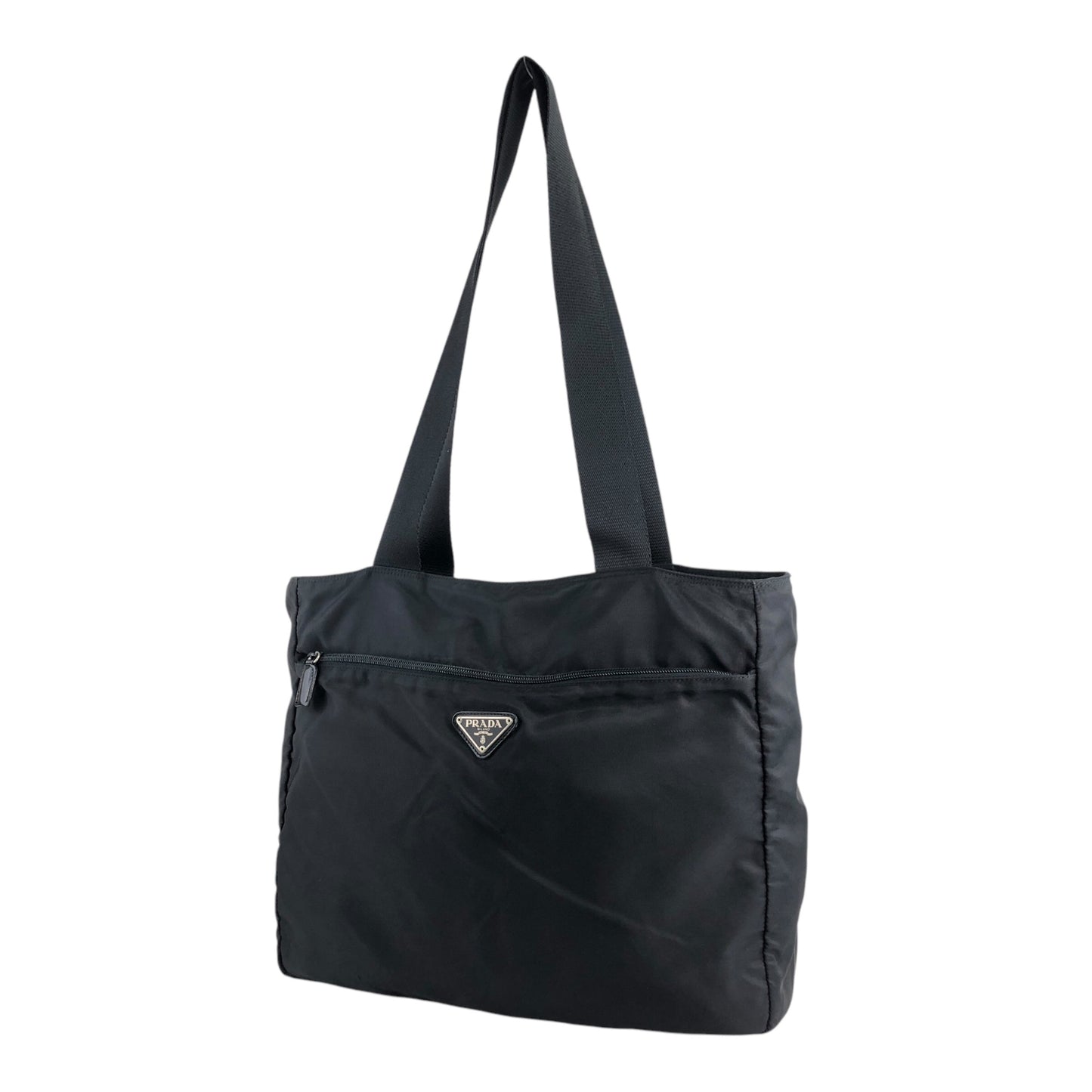 PRADA Triangle Logo Shoulder bag Totebag Black Vintage 5p3xnw