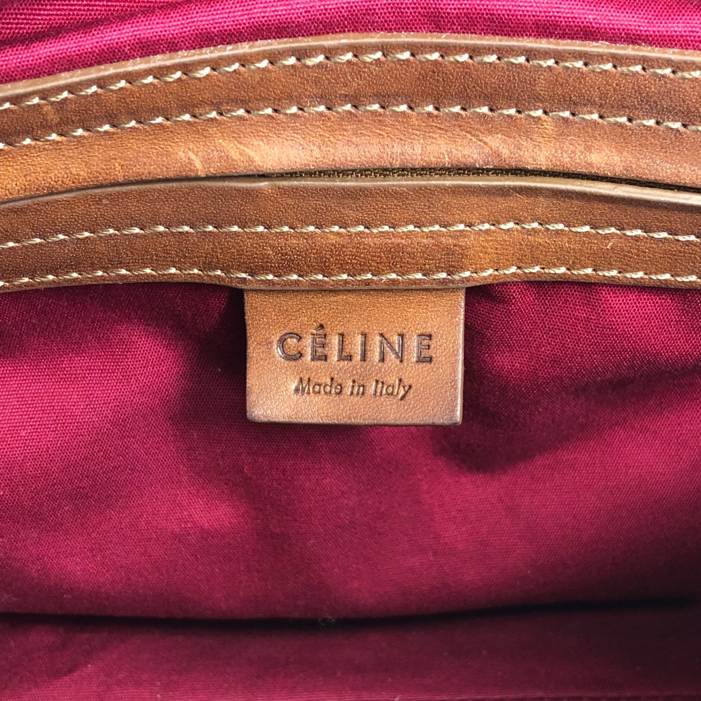 CELINE Blason Small Boston bag Handbag Beige Vintage ypu3vy