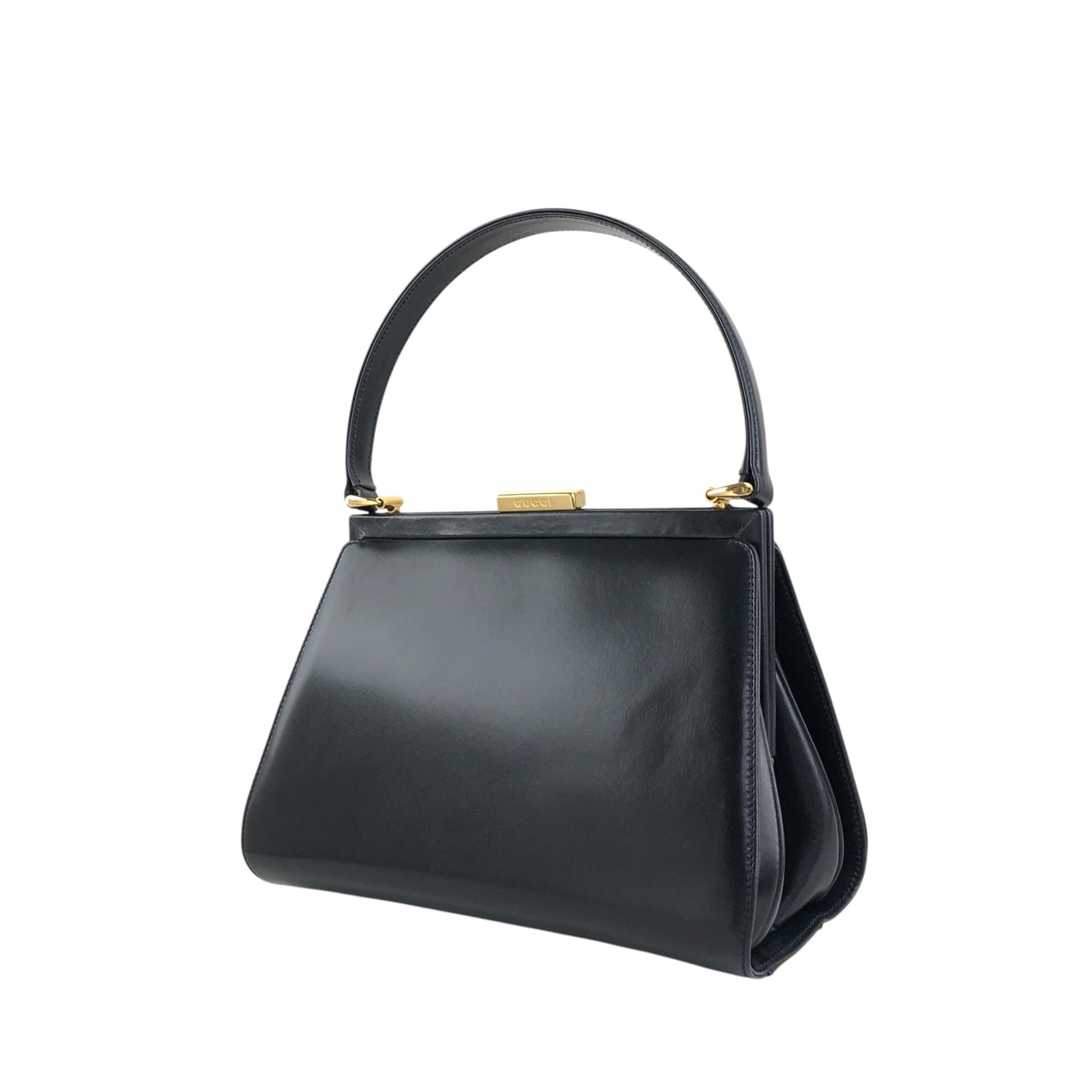GUCCI Metal Clasp Handbag Navy Vintage 7taztf