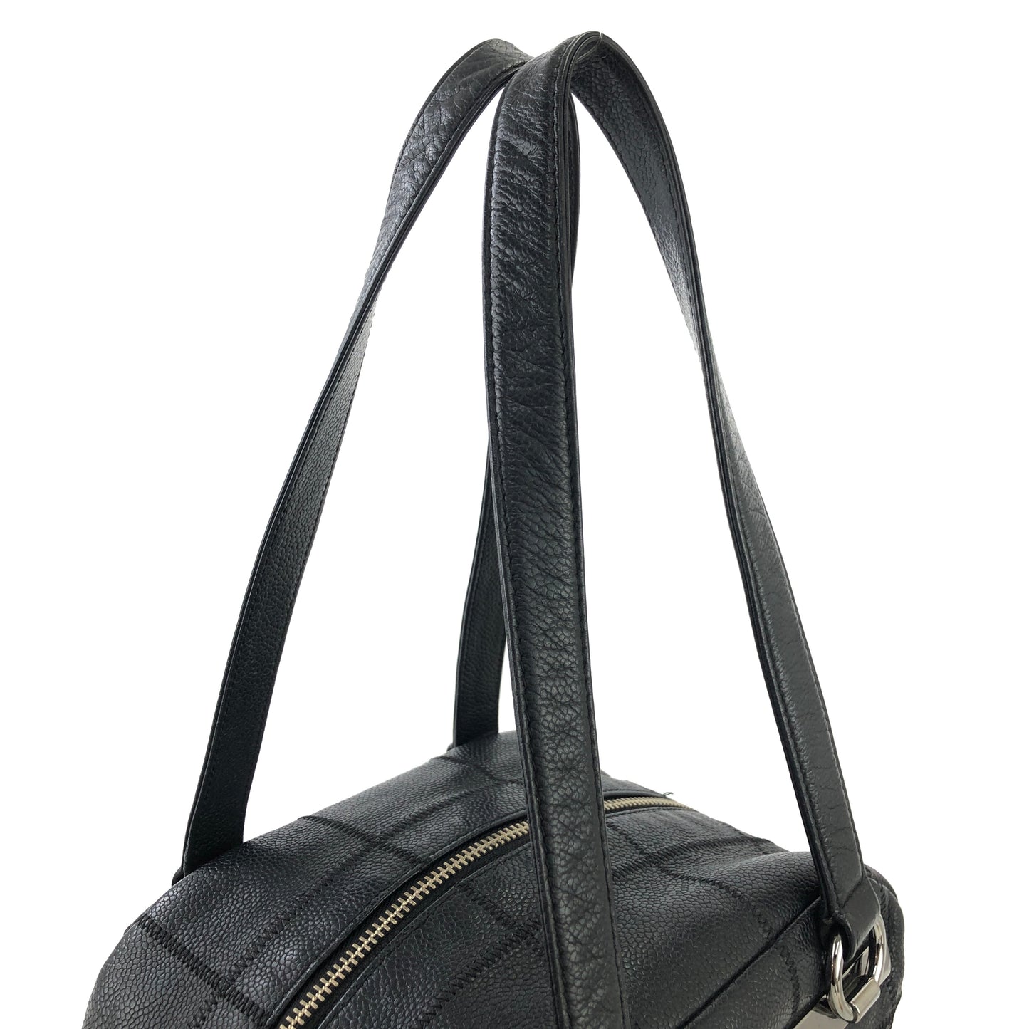 CHANEL 巧克力棒皮革肩背包波士頓包黑色復古 haptki