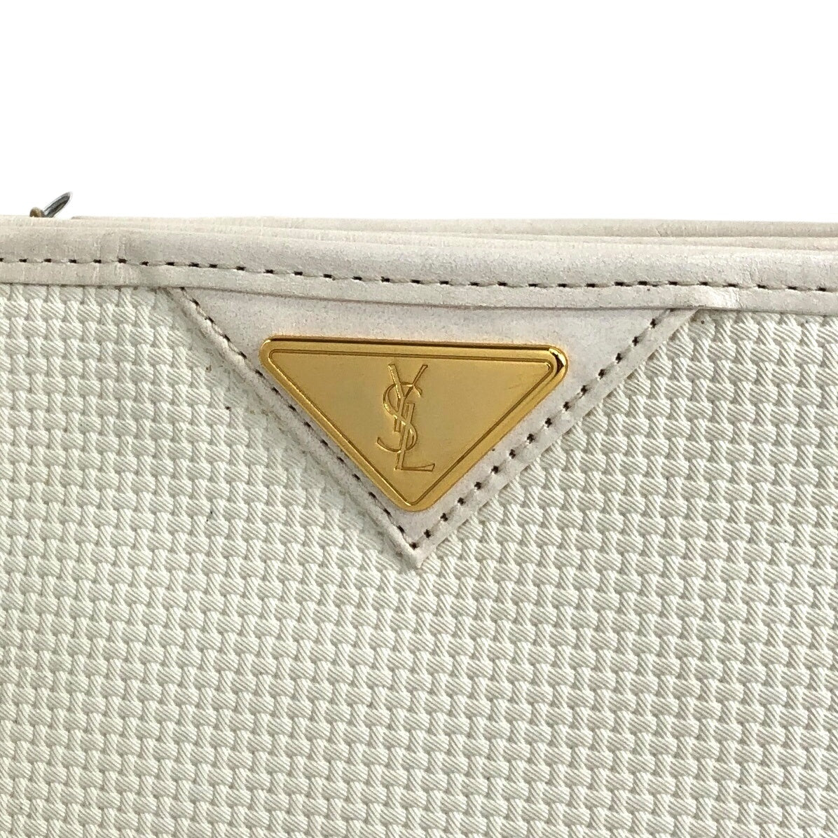 Yves Saint Laurent YSL 標誌單肩包白色復古 k55nev