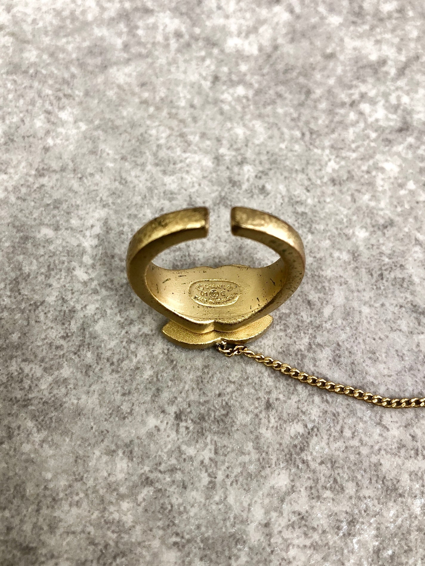 CHANEL Coco Mark 標誌水鑽手鐲戒指金色復古 p7624z