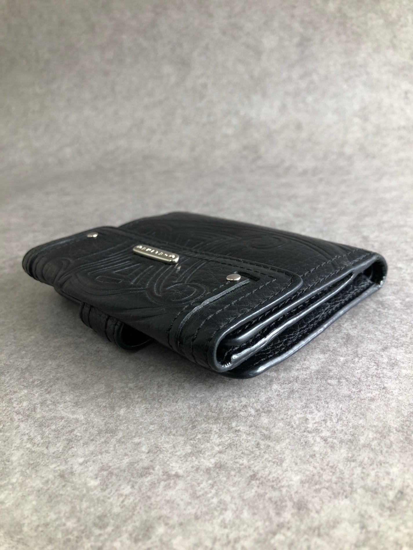 CELINE Blason Folded Wallet Black Vintage rd5jjk