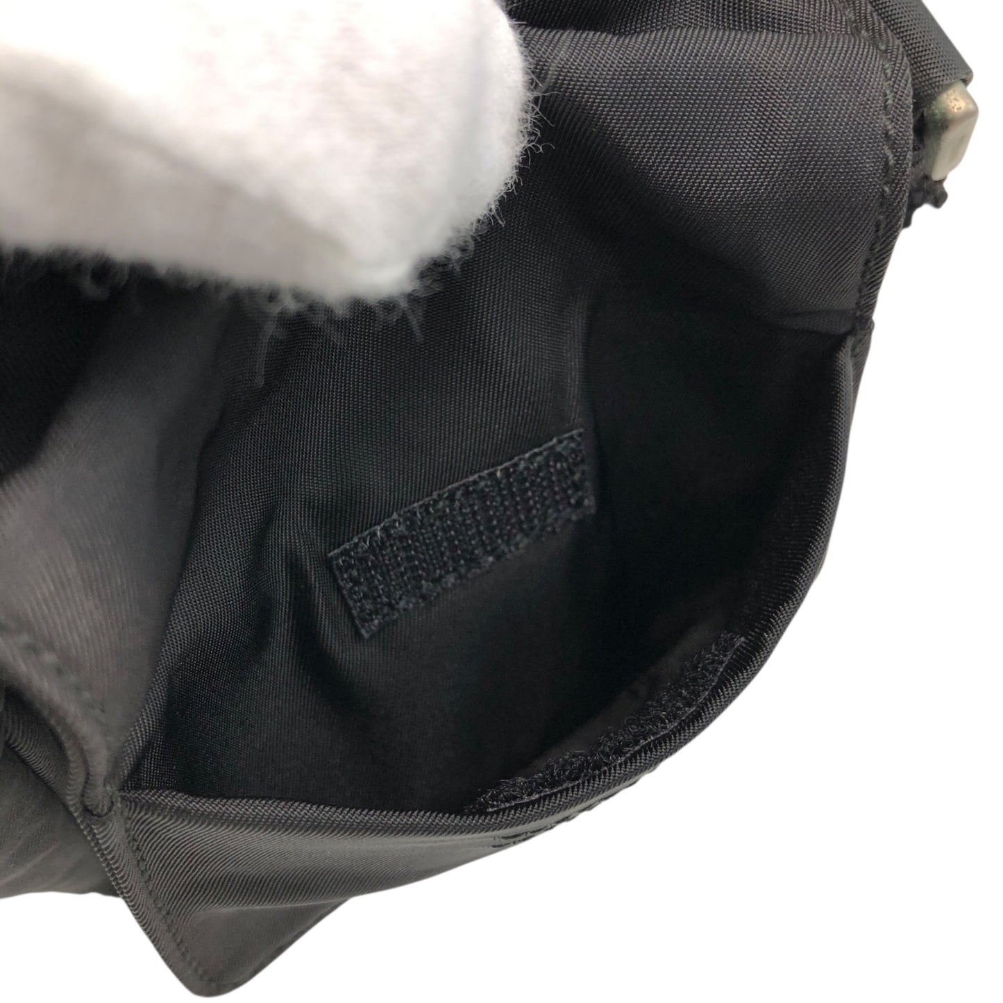 PRADA Tessuto Triangle Logo Front Buckle Small Shoulder bag Black Vintage efbuwg