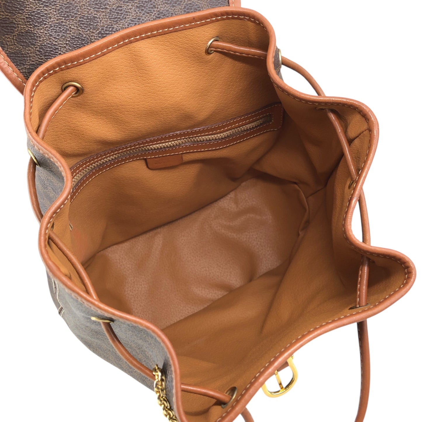 CELINE Macadam Front Buckle Backpack Brown Vintage 6yeab5