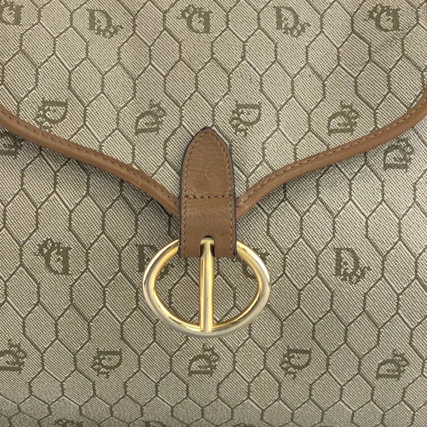 Christian Dior Honeycomb Pattern Shoulder bag Beige Vintage x5m4cu