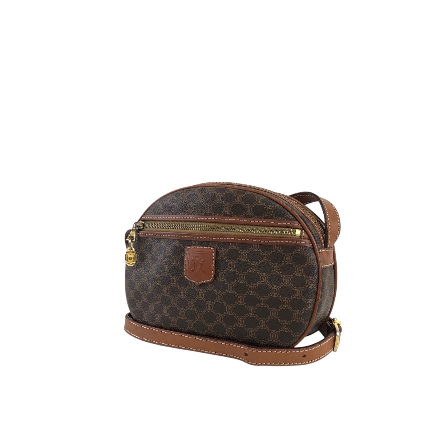 CELINE Macadam Blason Round Shoulder bag Brown Vintage 832m4p