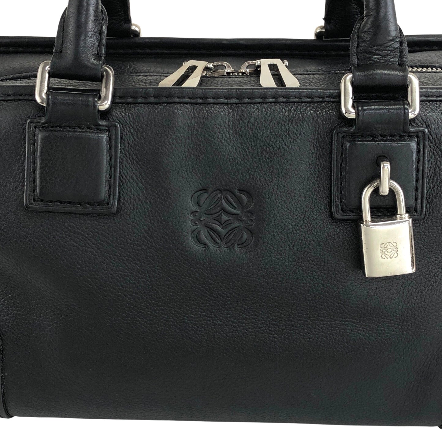 LOEWE Amazona28 Padlock Small Boston bag Handbag Black Vintage vbp8aw