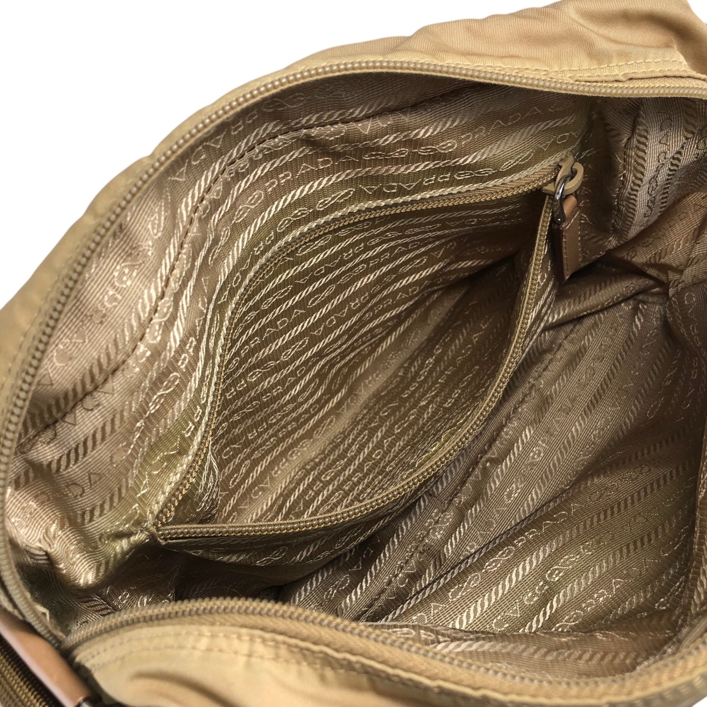 PRADA Triangle Logo Shoulder bag Beige Vintage we3m7k
