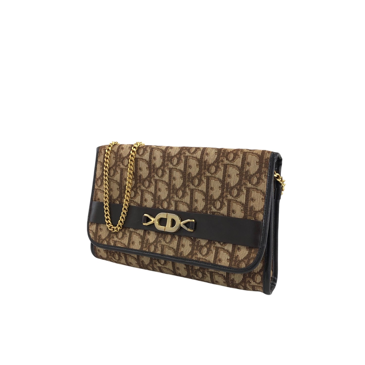 Christian Dior Trotter Chain 單肩包 棕色 復古 mdfdd4