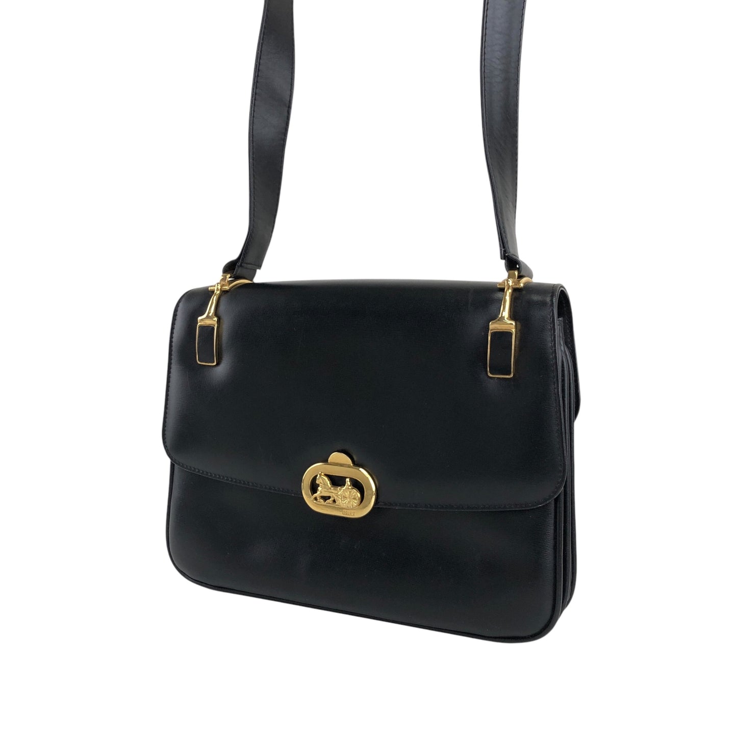 CELINE Horse Carriage Shoulder bag Black Vintage s2znbb