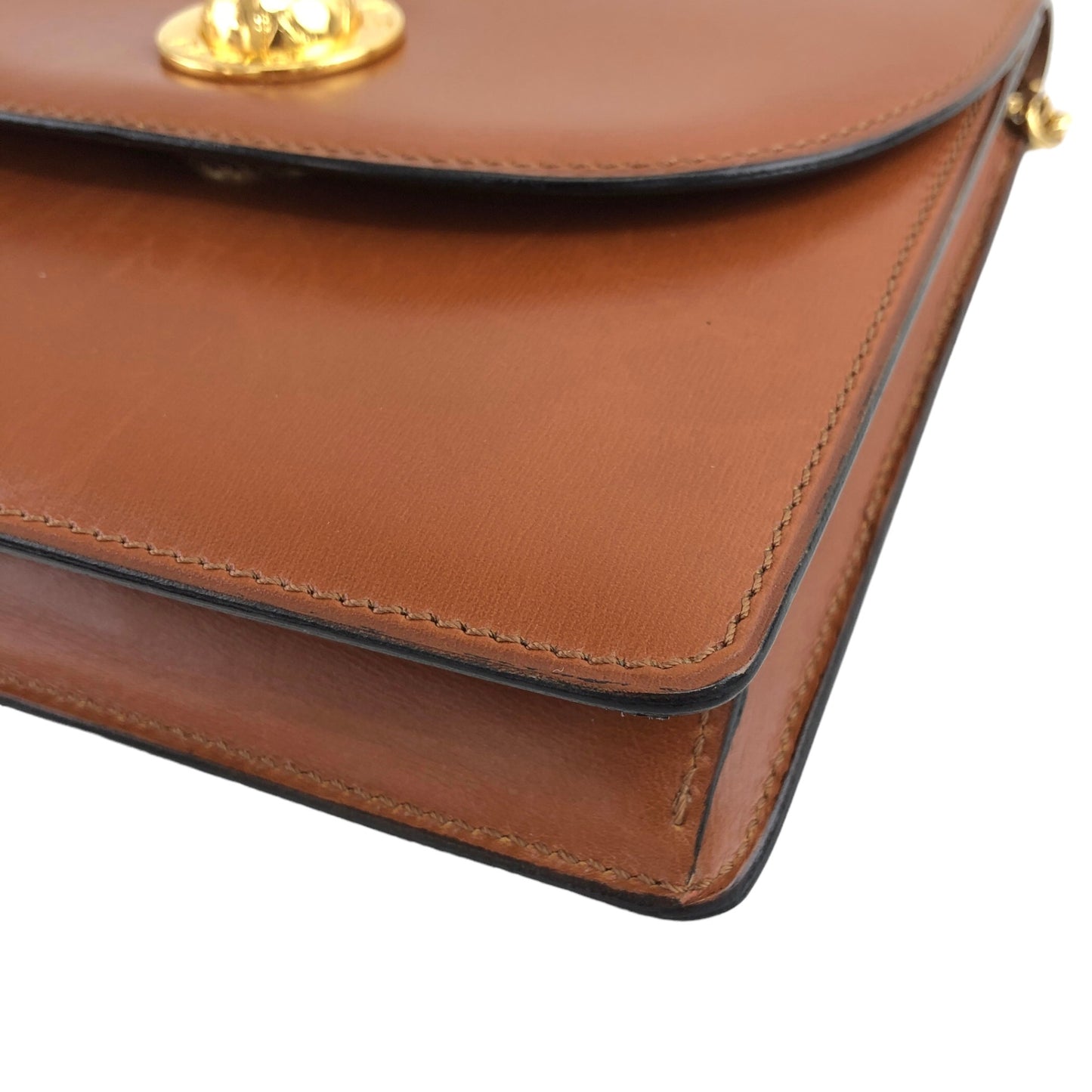 CELINE Starball Leather Small Chain Shoulder bag Brown Vintage spbb4m