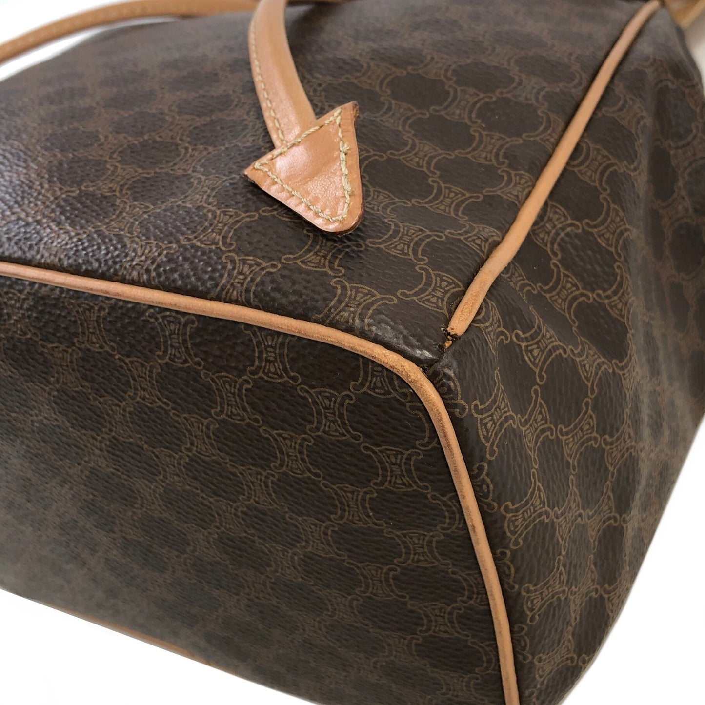 CELINE Macadam Gancini Logo Motif Leather Backpack Brown Vintage hcykdd