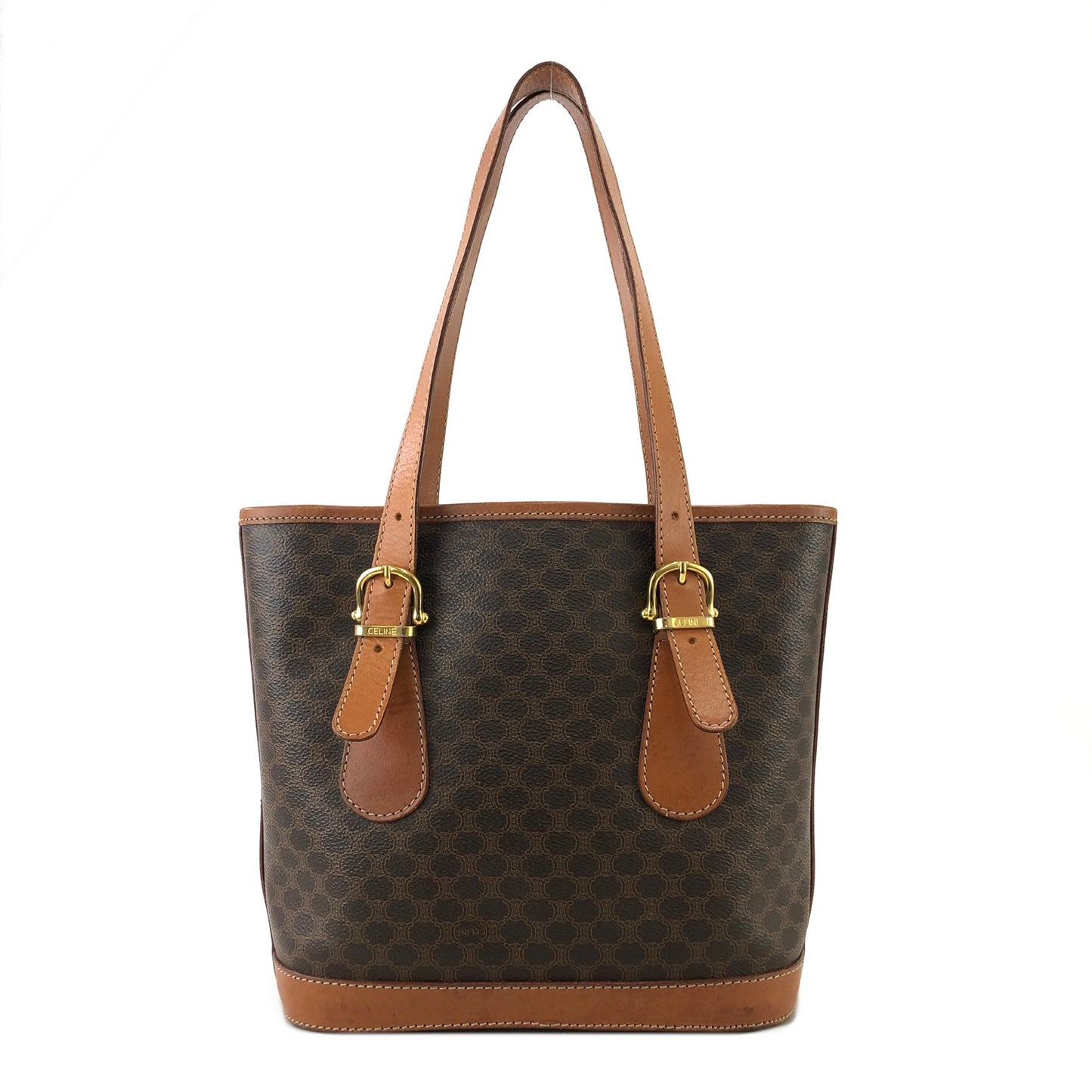 CELINE Macadam Blason Leather Totebag Brown Vintage 8dkvx4
