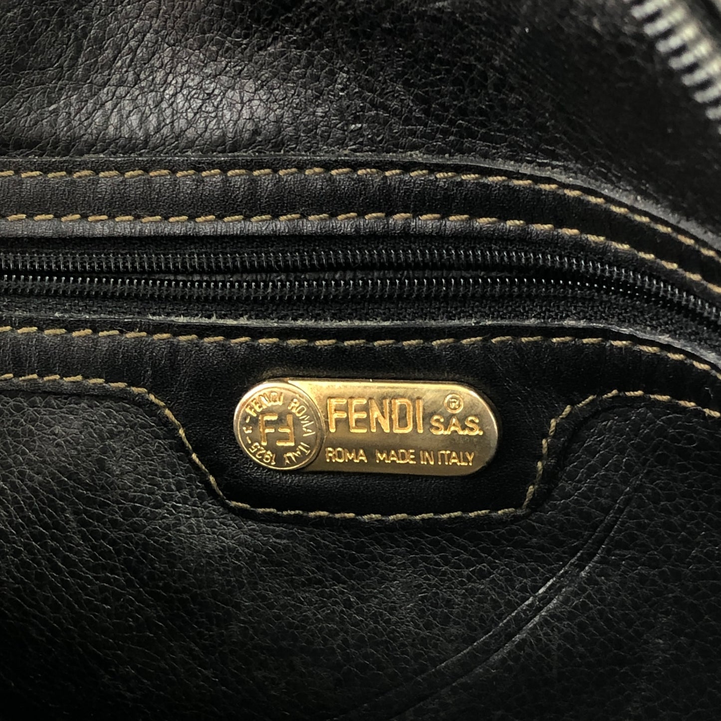 FENDI Zucca Two-way Handbag Shoulder bag Black Vintage 77gy33