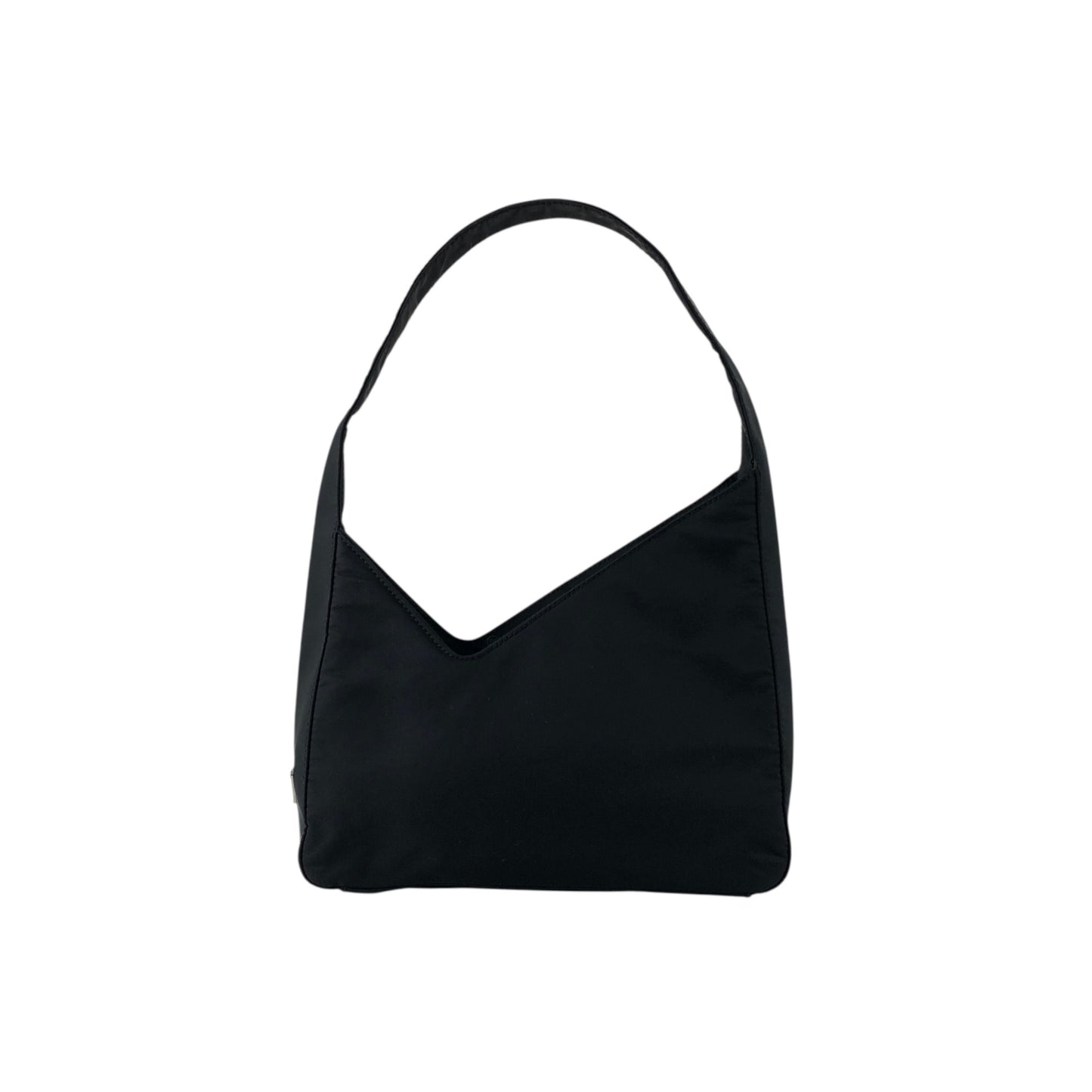 PRADA Tessuto Triangle Logo Small Handbag Black Vintage 5aczat