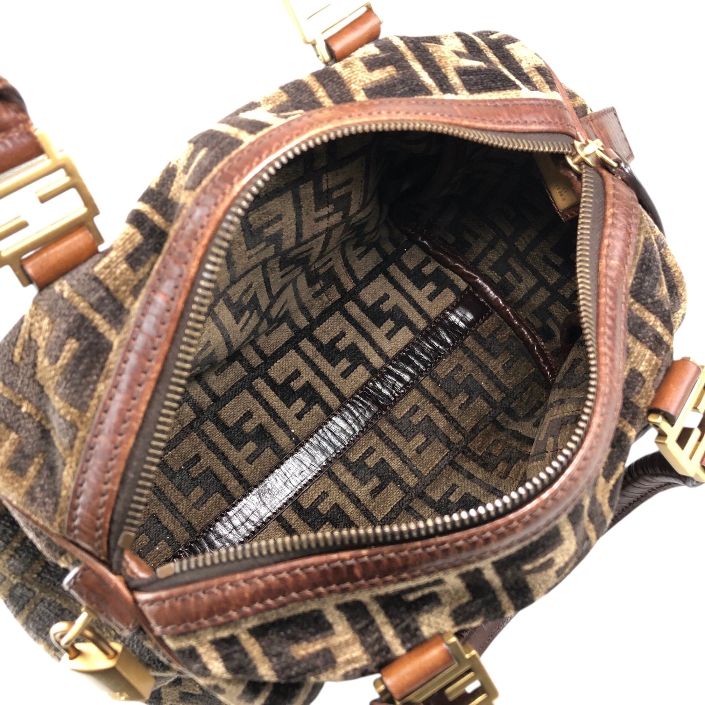 FENDI Zucca Small Boston bag Brown Vintage g7vd3e