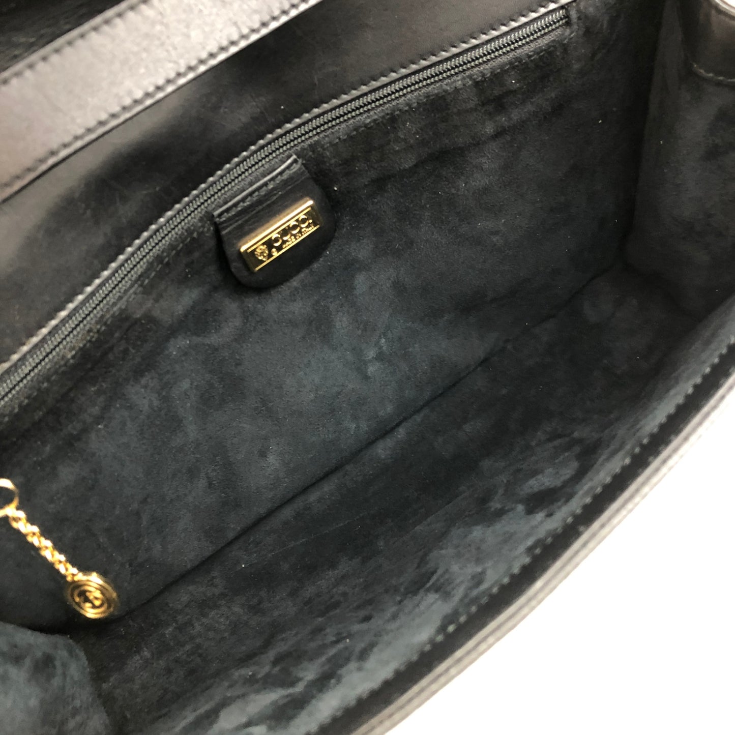 GUCCI 標誌單肩包 黑色 復古 x5y2fj