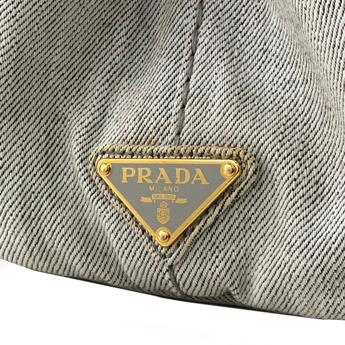 PRADA Canapa Canvas Totebag Shoulder bag Light Gray Vintage h4aifs
