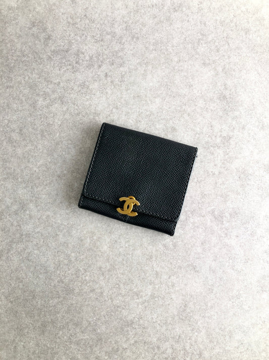 CHANEL Coco Mark 零錢包 黑色復古 zmnjmp