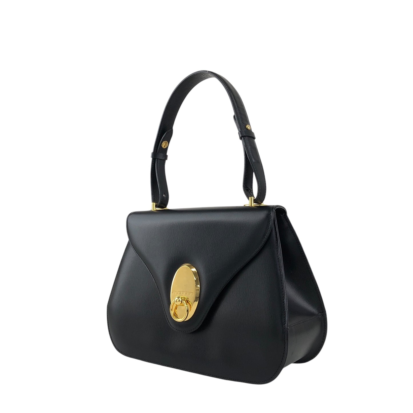 GIVENCHY Gancini Top Handle Handbag Black Vintage 3pv2af
