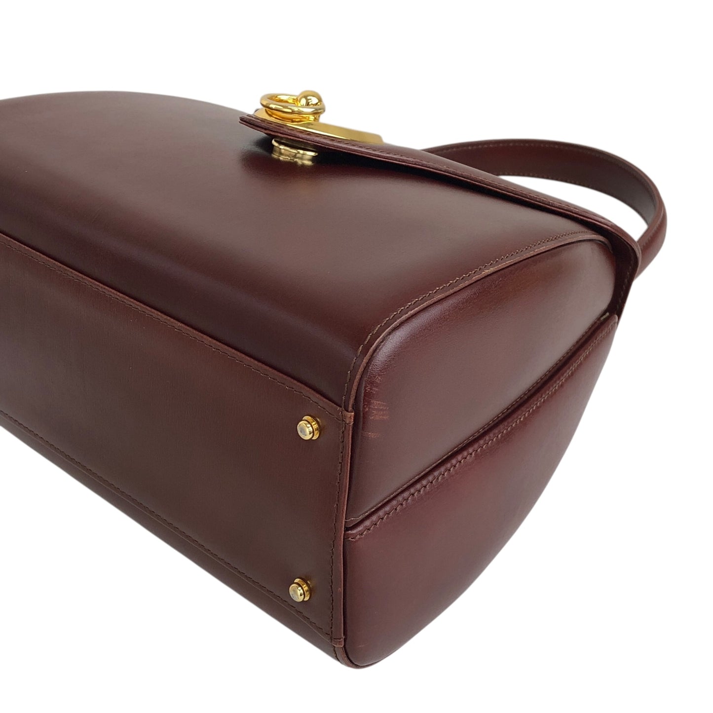 GIVENCHY Gancini Top Handle Handbag Brown Vintage rguu25