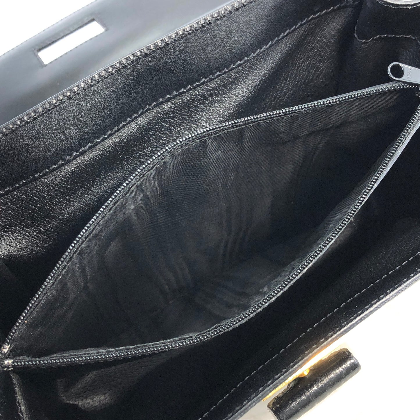 CELINE Macadam Logo Motif Charm Turn Lock Leather Two-way Handbag Shoulder bag Black Vintage cptypf