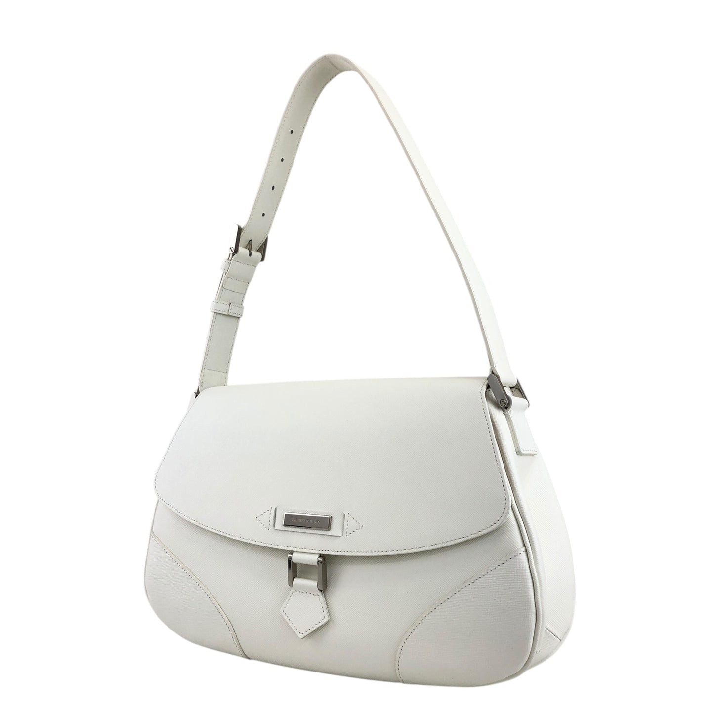 BURBERRY Logo Shoulder bag White Vintage p83cj4
