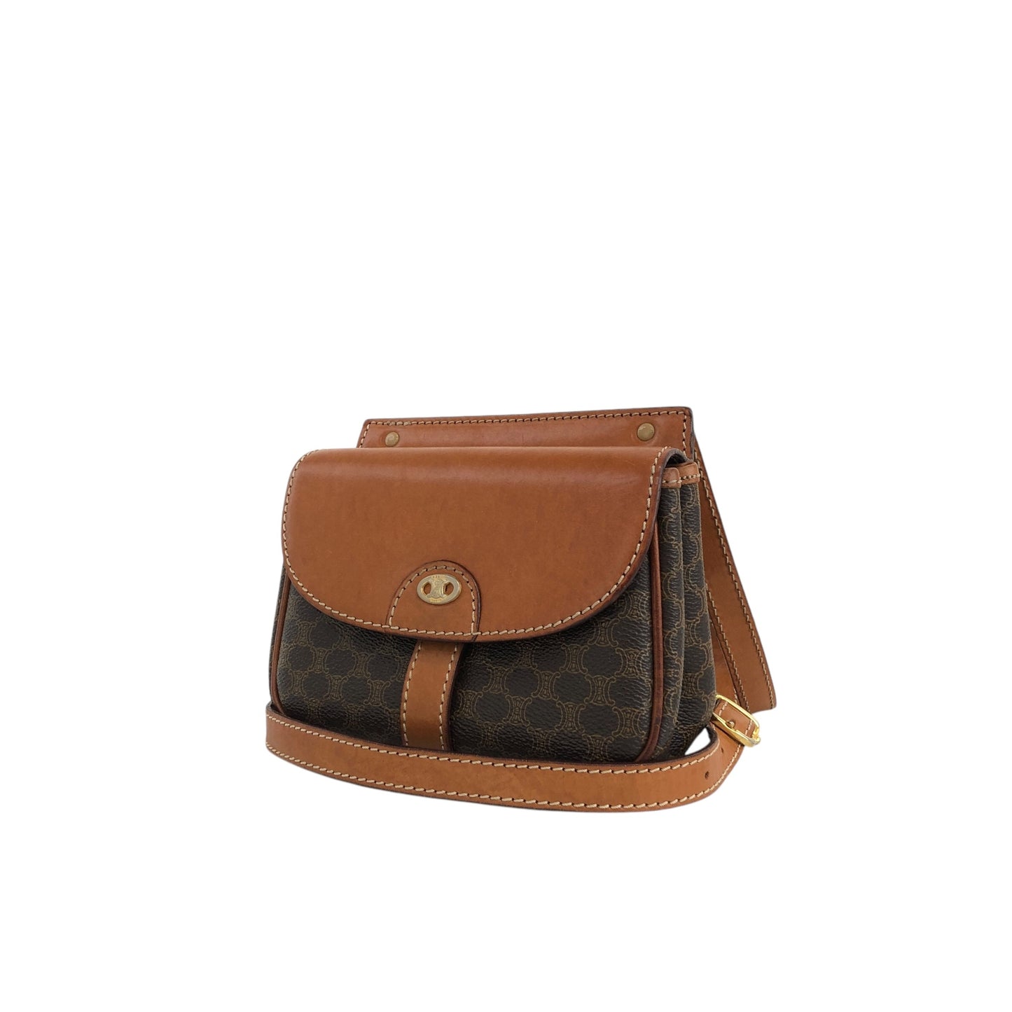 CELINE Macadam Blason Shoulder bag Brown Vintage nwujcb