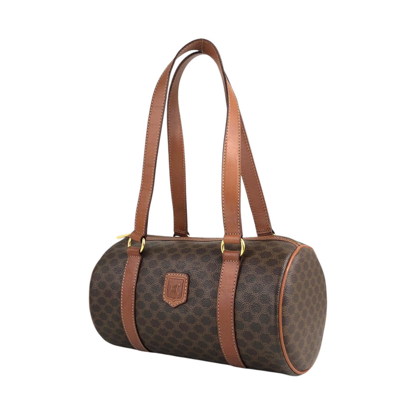 CELINE Macadam Blason Handbag Brown Vintage uimgxw