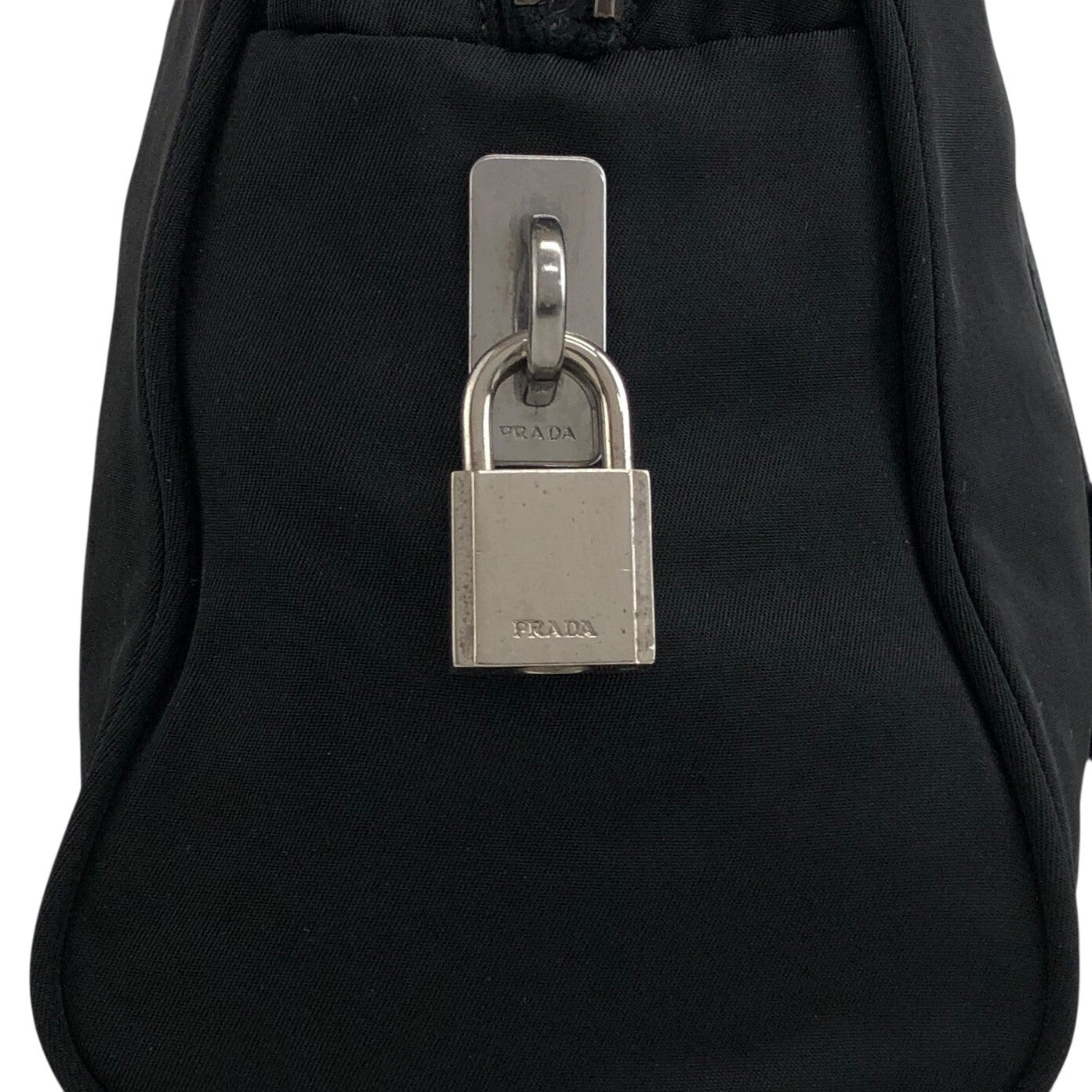 PRADA Triangle Logo Padlock Totebag Black Vintage b8nscy