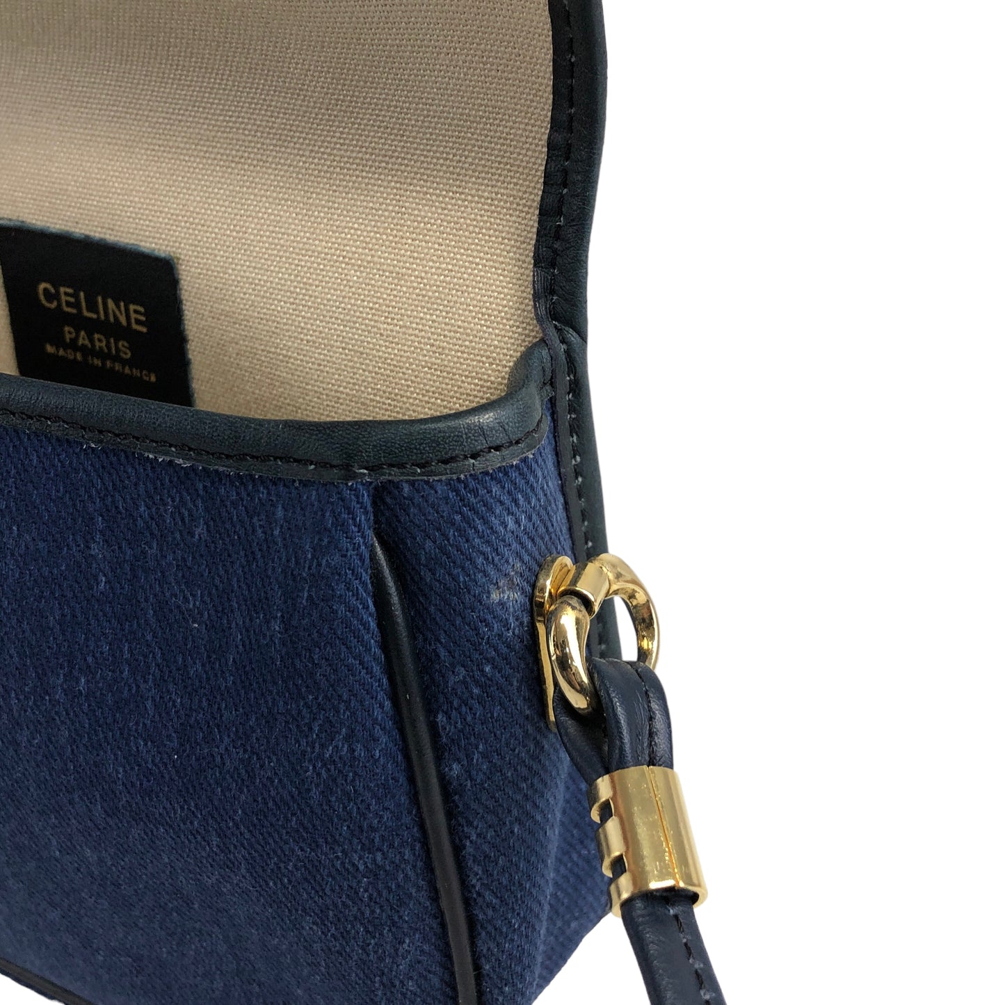 CELINE Blason Denim Small Shoulder bag Indigo Vintage x5cwtz