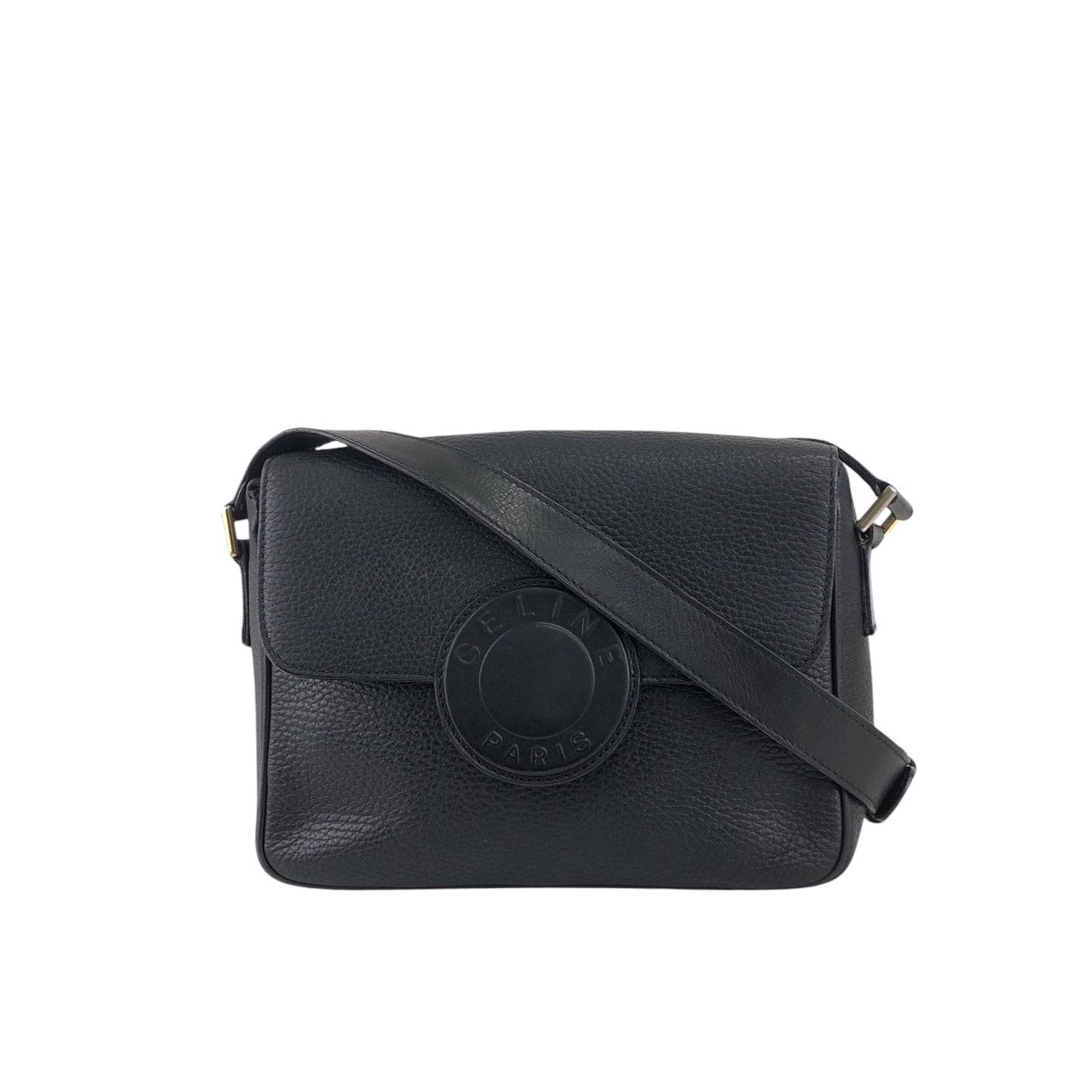 CELINE Circle Logo Shoulder bag Black Vintage bz4cv2