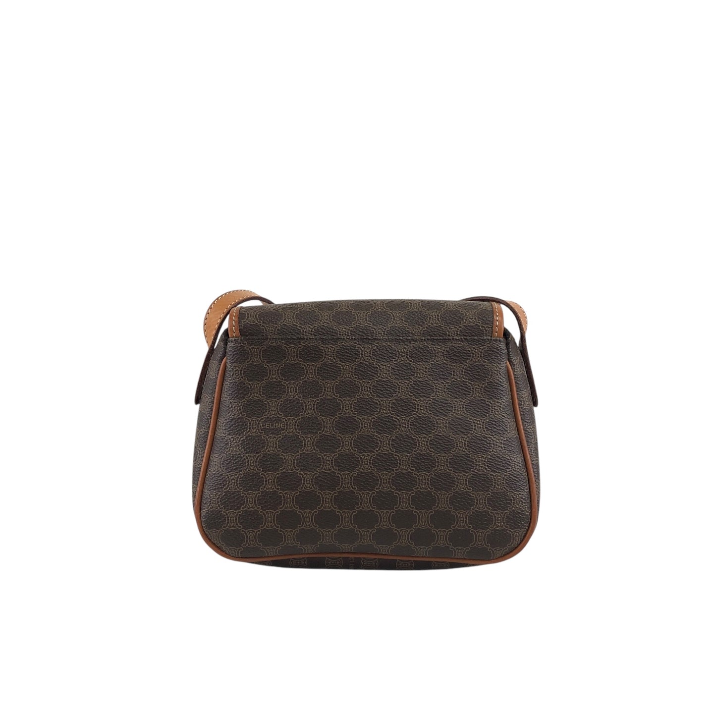 CELINE Macadam Blason Front Buckle Shoulder bag Brown Vintage msur28