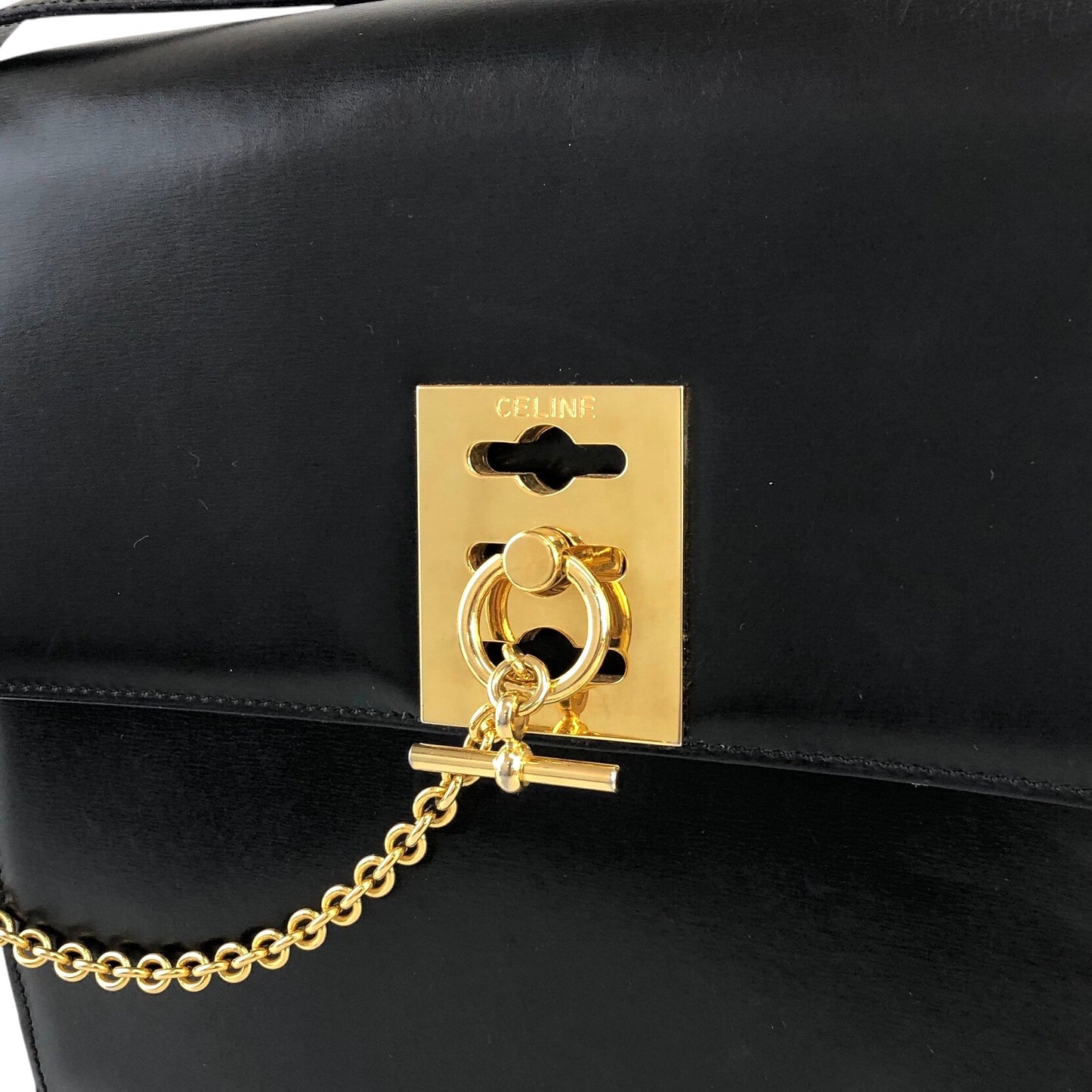 CELINE Gancini Shoulder bag Black Vintage mv6k7d
