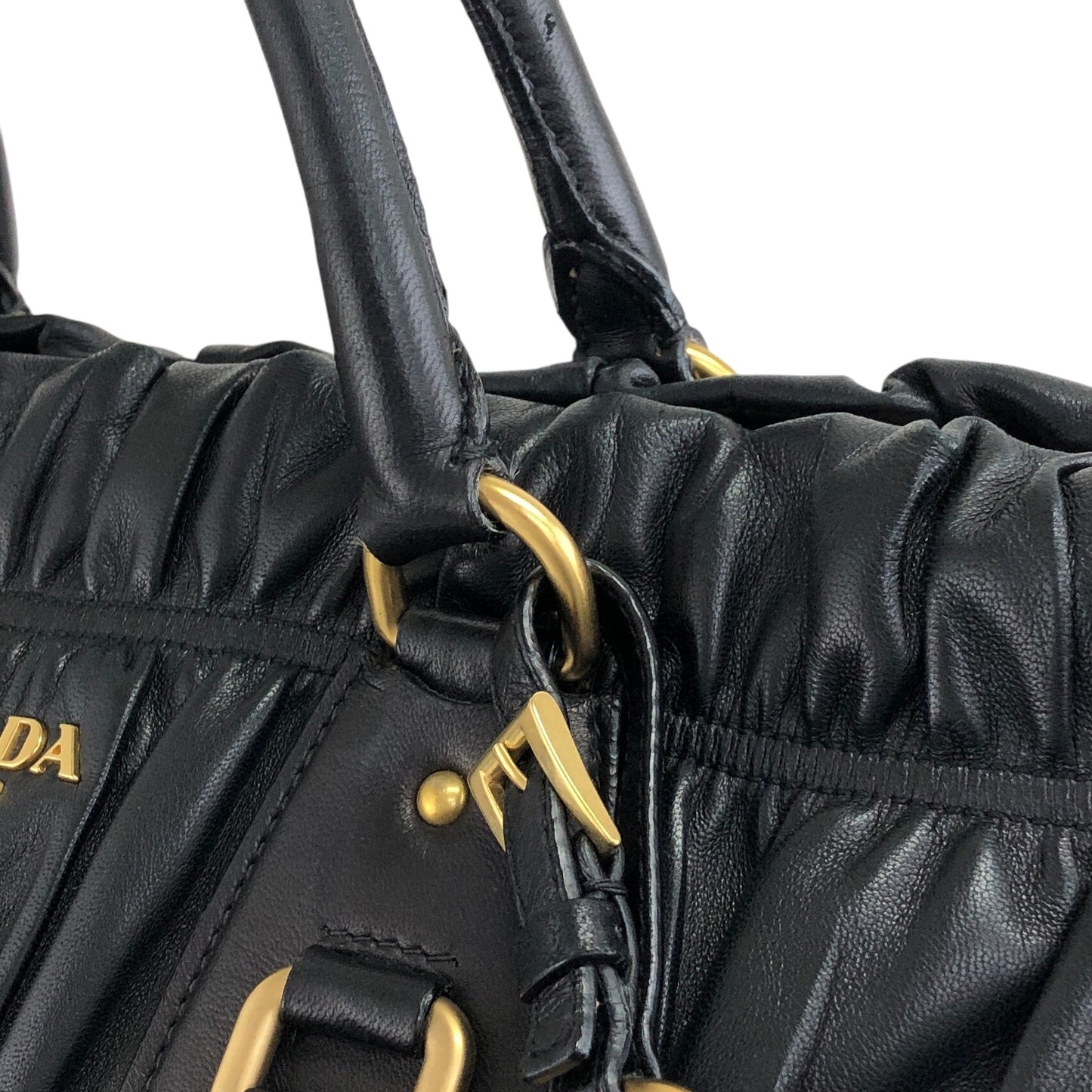 PRADA Logo Two-way Handbag Shoulder bag Black Vintage u8sukf