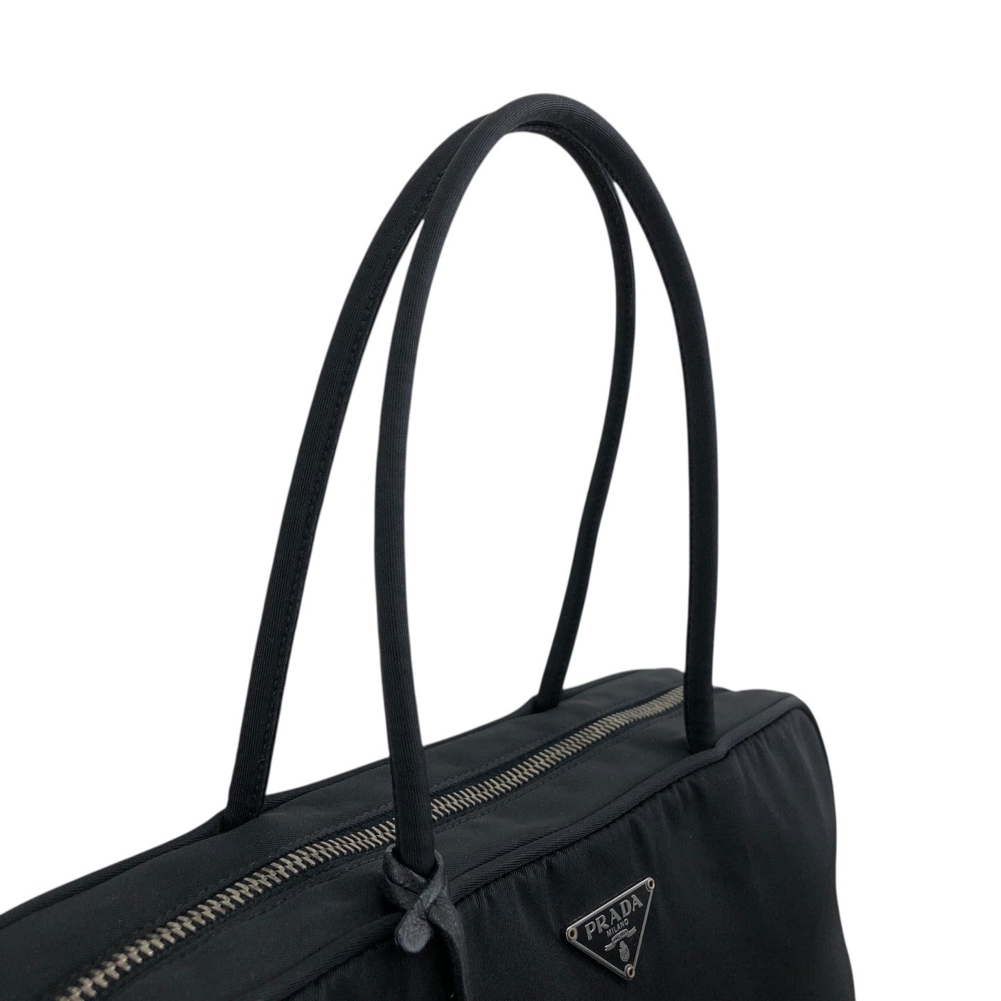 PRADA Triangle Logo Padlock Totebag Black Vintage b8nscy
