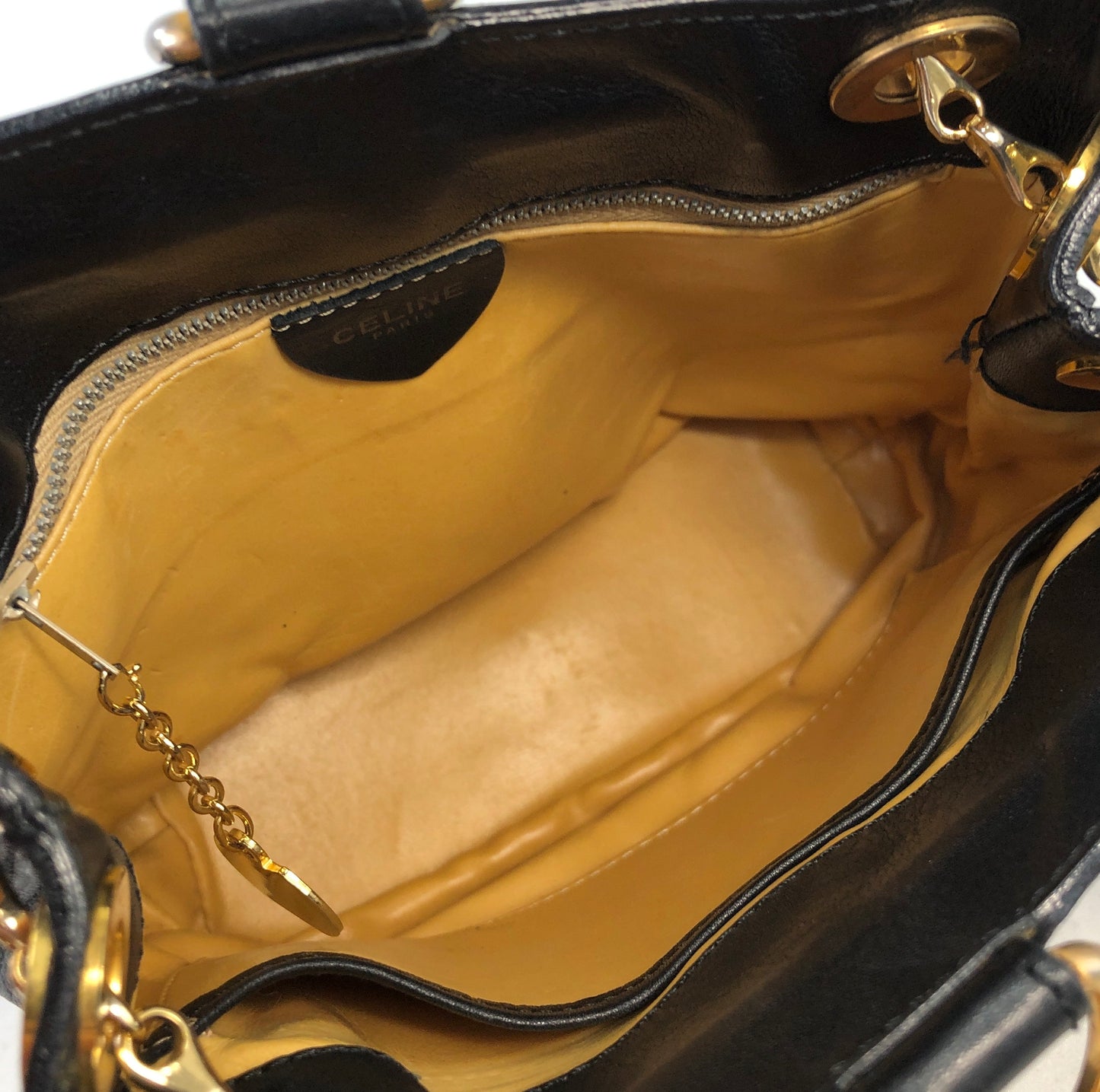 CELINE Toggle Chain Leather Crossbody Shoulder bag Black Vintage s2ztup