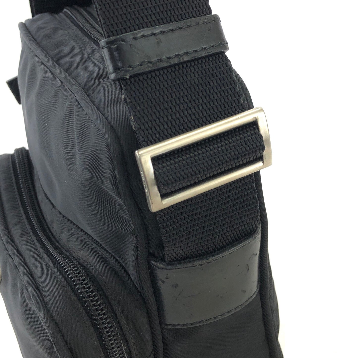 PRADA Triangle Logo Nylon Small Crossbody Shoulder bag Black Vintage w68v5d