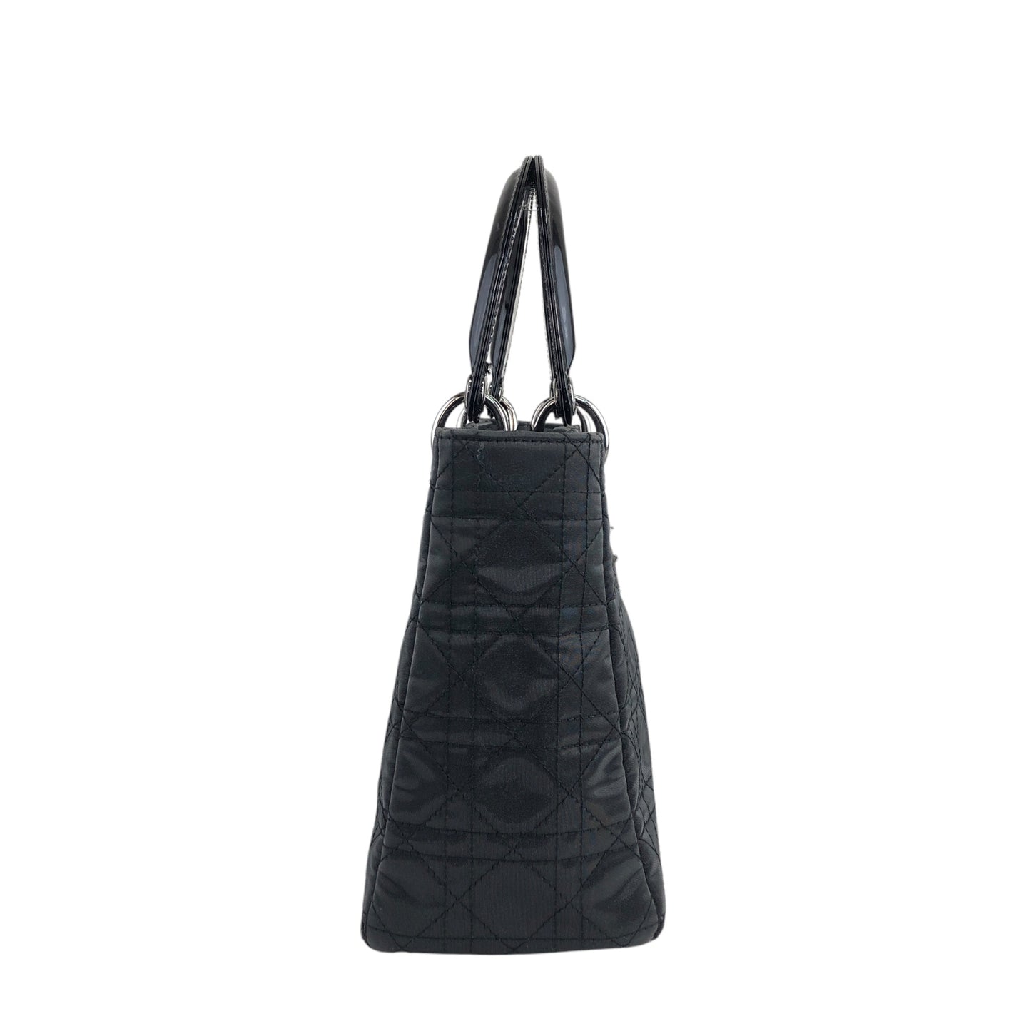 Christian Dior Cannage CD Logo Charm Two-way Handbag Shoulder bag Black Vintage 5cgj75