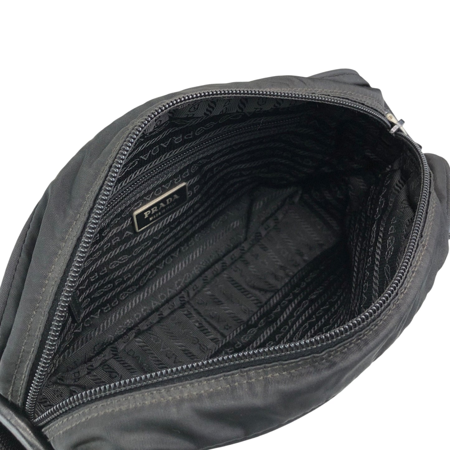 PRADA Tessuto Triangle Logo Shoulder bag Black Vintage bsftsu