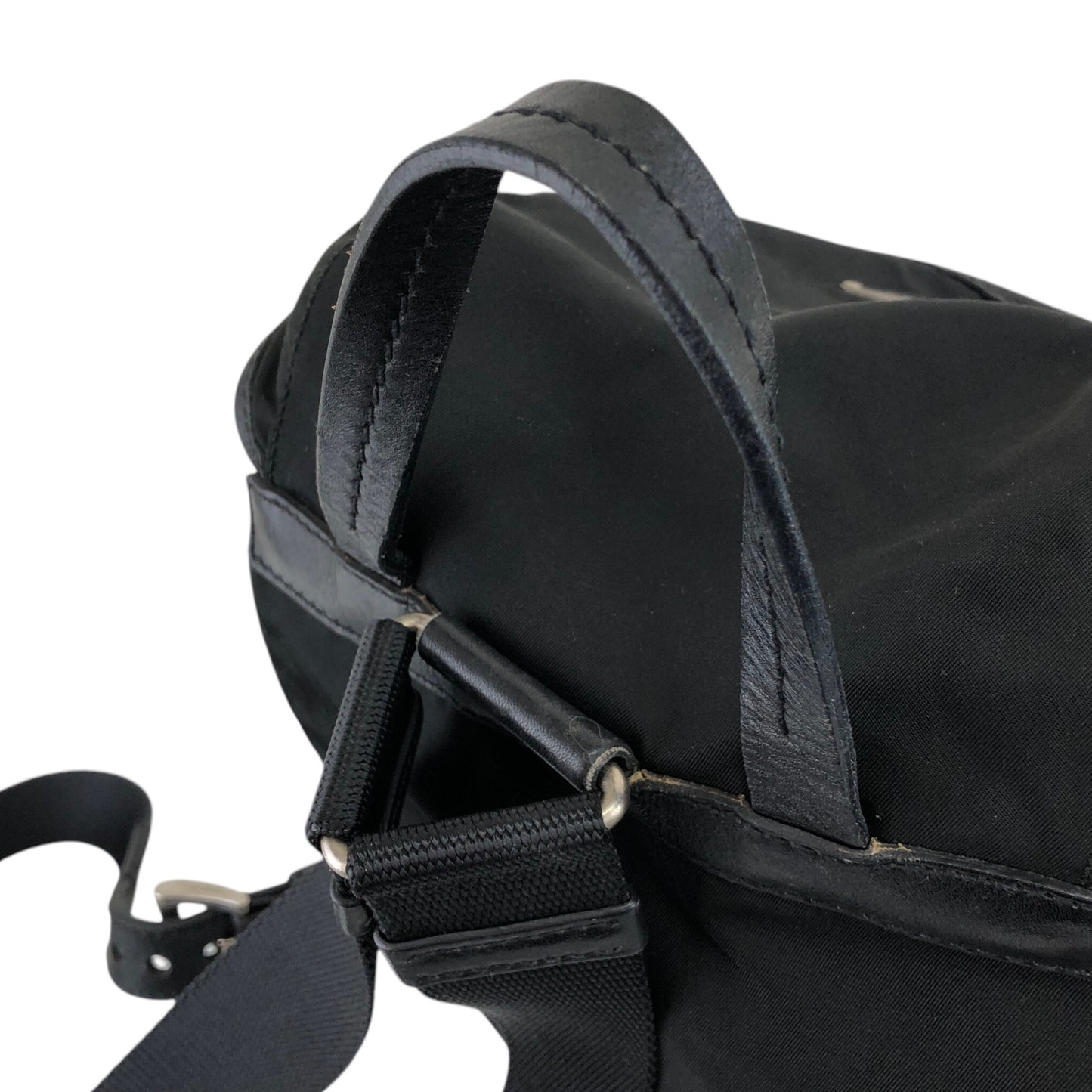 PRADA Triangle Logo Backpack Black Vintage hu5ayn