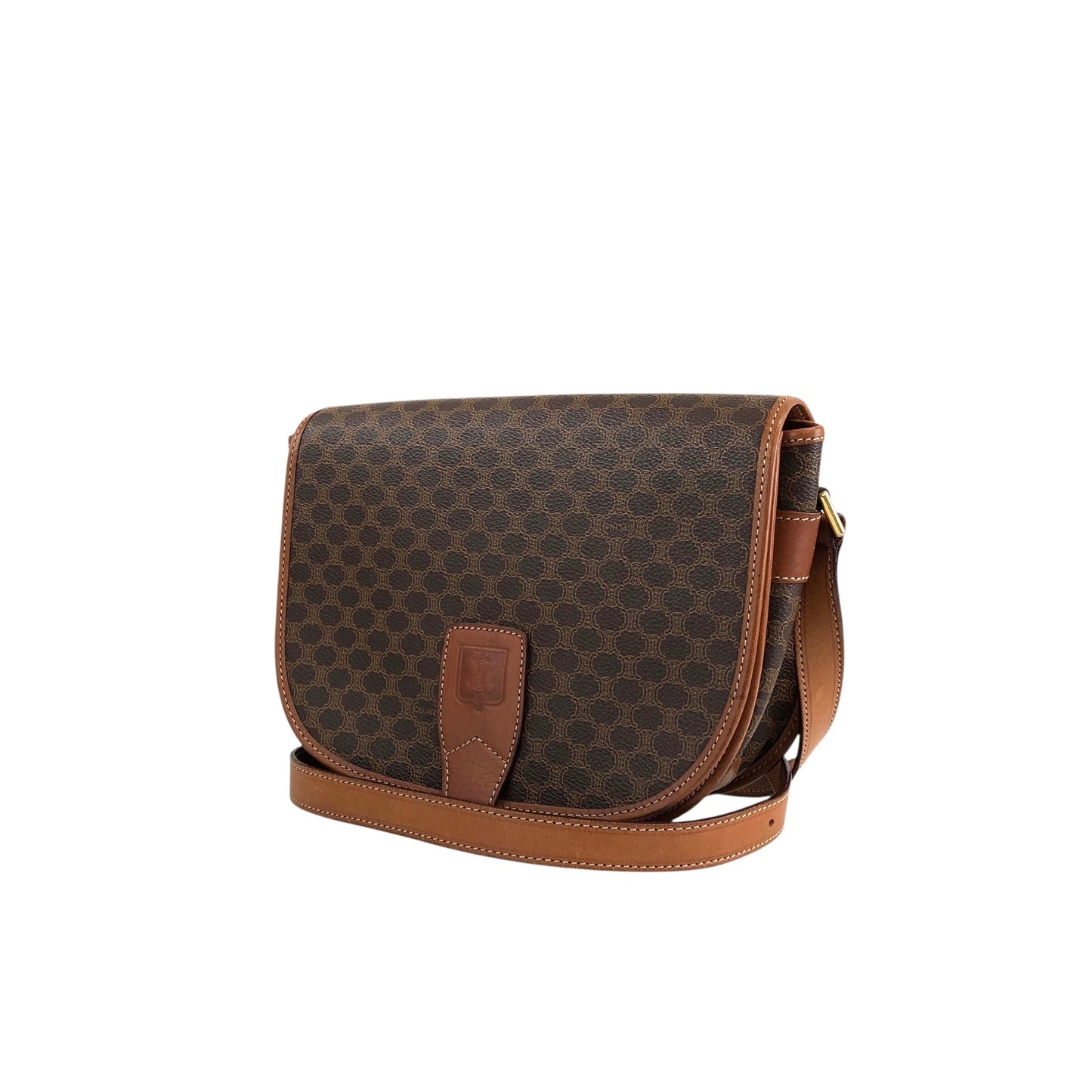 CELINE Macadam Blason Flap Shoulder bag Brown Vintage 2gysan