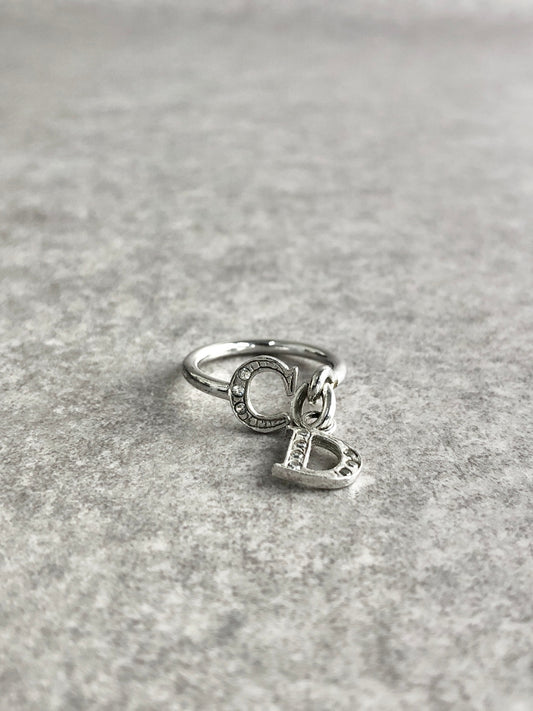Christian Dior CD Logo Charm SILVER925 Ring Silver Vintage 53dv3v