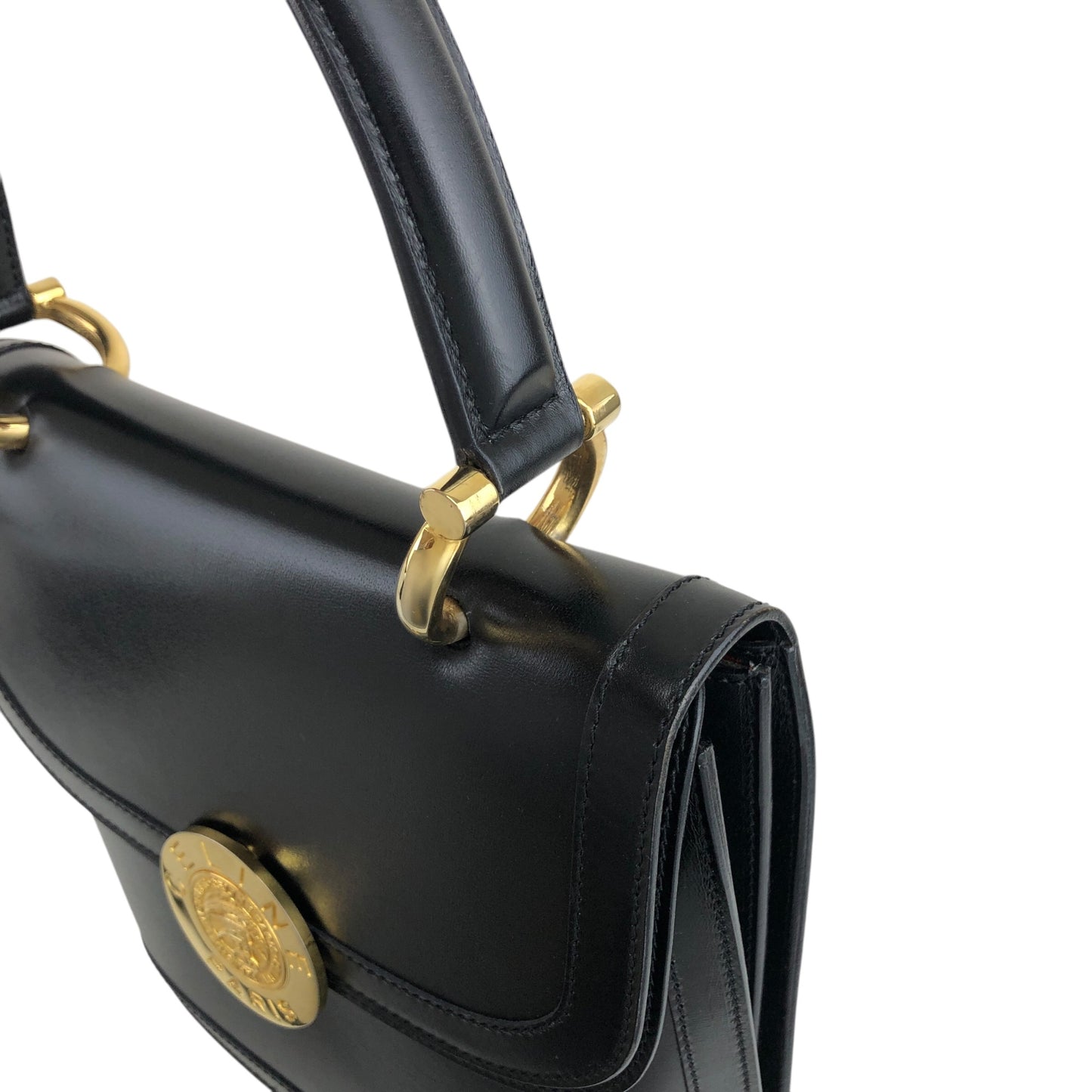 CELINE Medal Motif Handbag Black Vintage tgv7x5