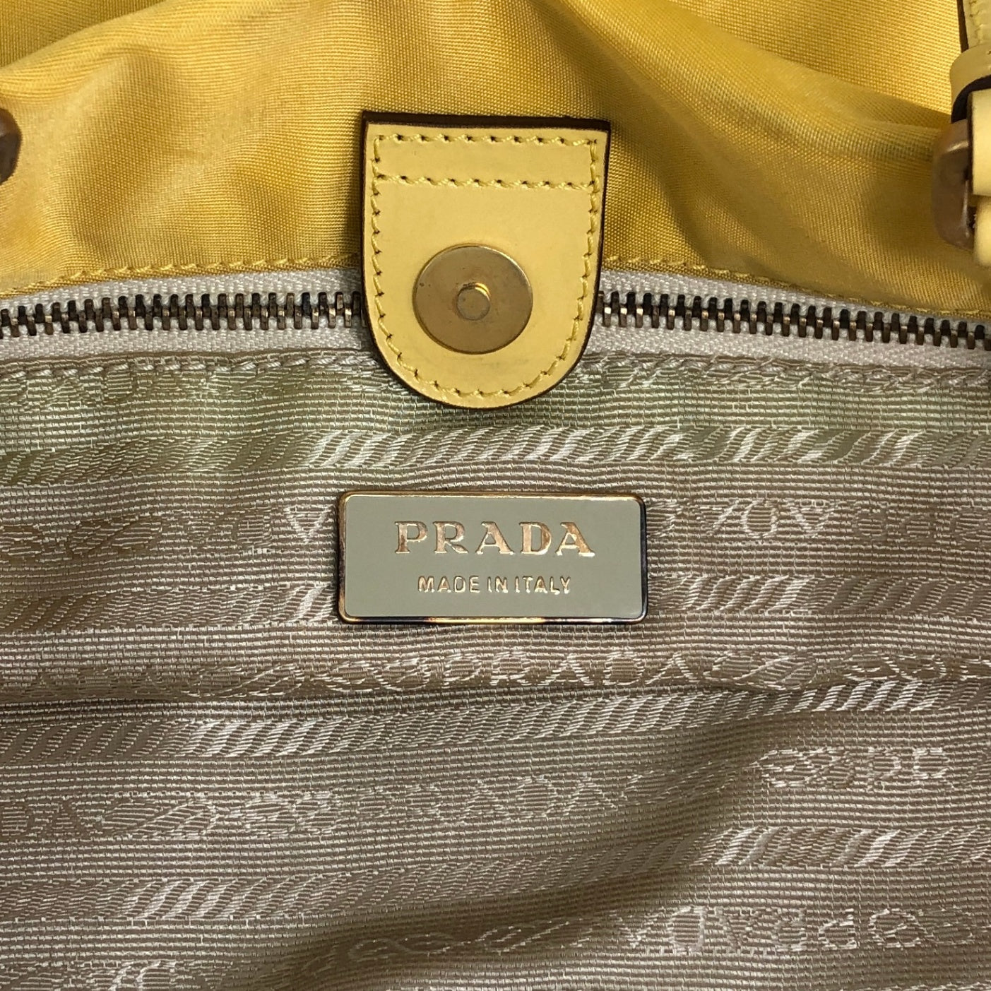 PRADA Triangle Logo Totebag Yellow Vintage gp2htj