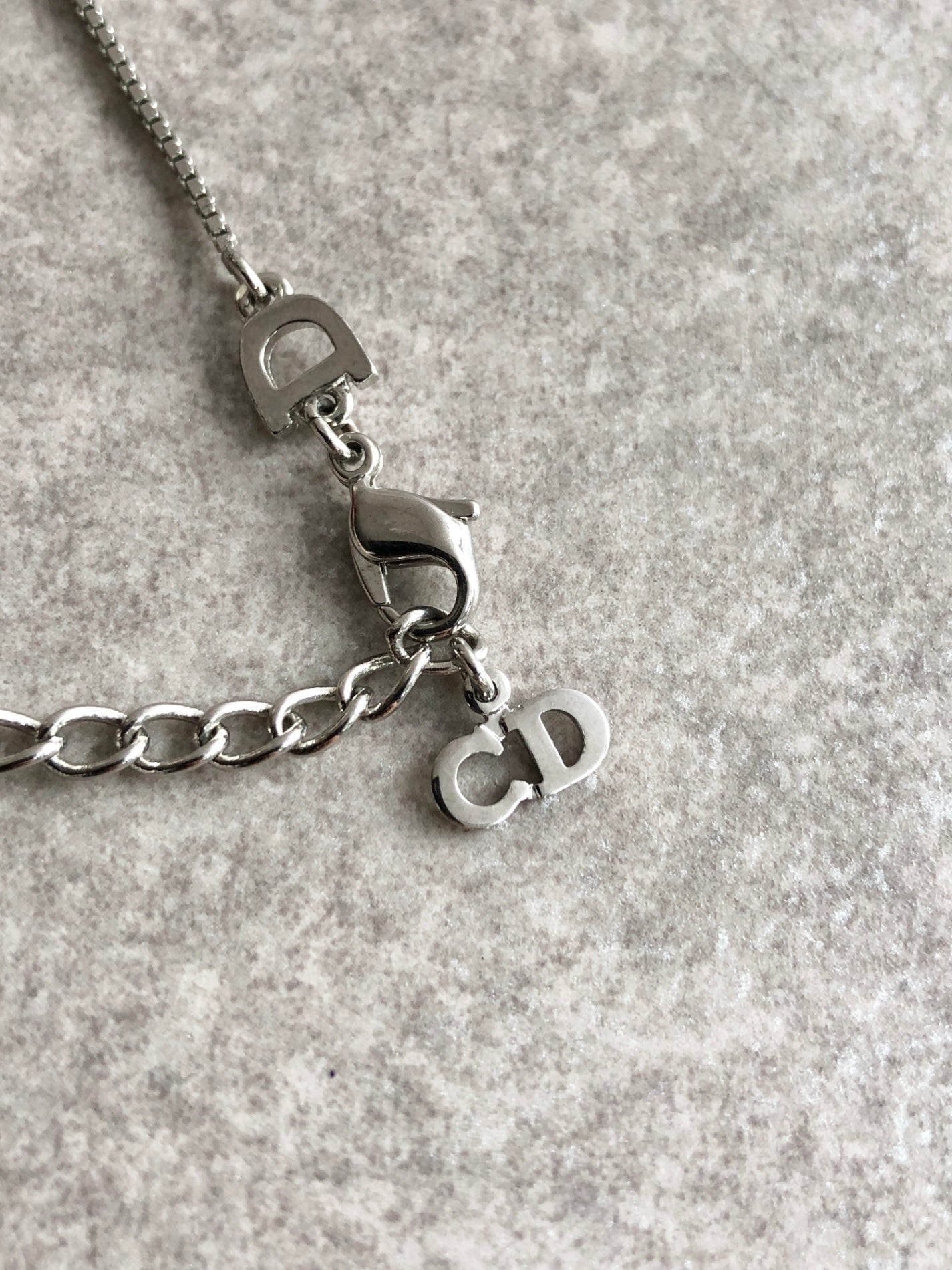 Christian Dior Logo Motif Necklace Silver Vintage x5zjcp