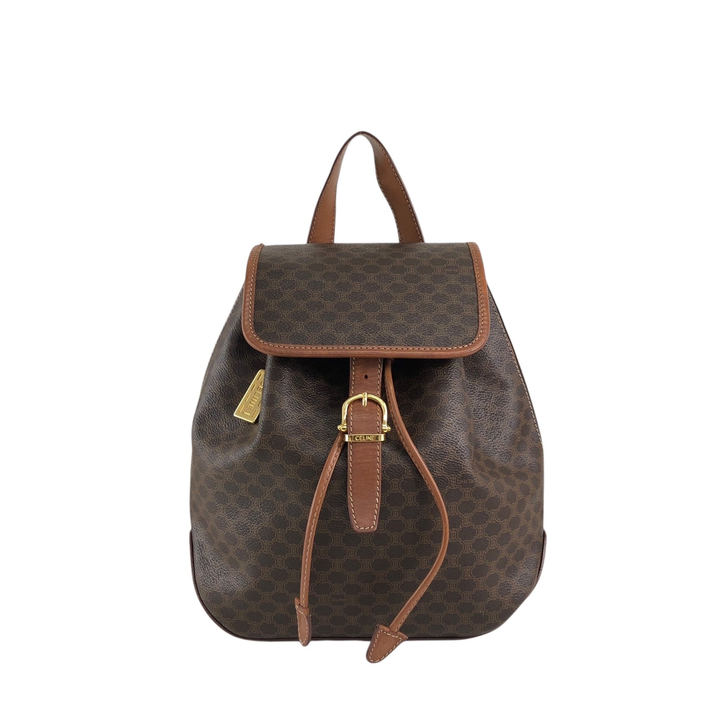 CELINE Macadam Front Buckle Backpack Brown Vintage 6yeab5