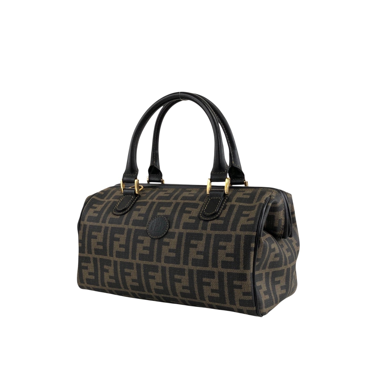 FENDI Zucca Logo Two-way Handbag Shoulder bag Boston bag Black Vintage yh8esb